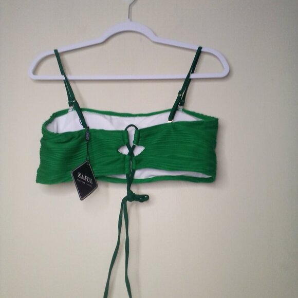 Zaful Swimsuit Bikini Women XL 2 Piece High Rise Ribbed Textured Green - Picture 8 of 16